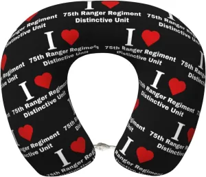 I Love 75th Ranger Regiment Distinctive Unit Neck Pillow Memory Foam U-Shaped Travel Neck Pillow for Airplanes Car Home