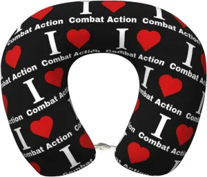 I Love Combat Action Neck Pillow Memory Foam U-Shaped Travel Neck Pillow for Airplanes Car Home