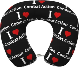 I Love Combat Action Neck Pillow Memory Foam U-Shaped Travel Neck Pillow for Airplanes Car Home