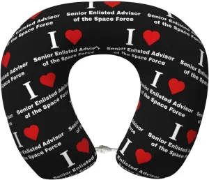 I Love Senior Enlisted Advisor of The Space Force Neck Pillow Memory Foam U-Shaped Travel Neck Pillow for Airplanes Car Home