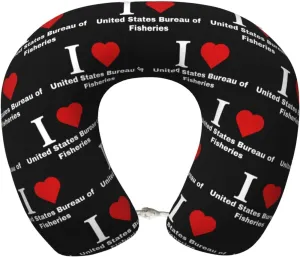 I Love United States Bureau of Fisheries Neck Pillow Memory Foam U-Shaped Travel Neck Pillow for Airplanes Car Home