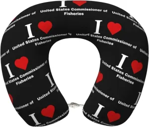I Love United States Commissioner of Fisheries Neck Pillow Memory Foam U-Shaped Travel Neck Pillow for Airplanes Car Home
