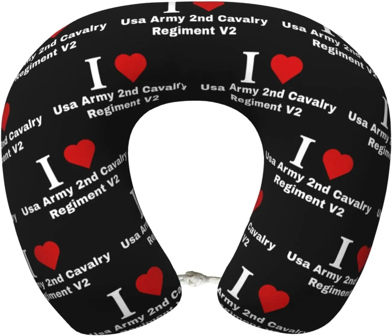 I Love USA Army 2nd Cavalry Regiment V2 Neck Pillow Memory Foam U-Shaped Travel Neck Pillow for Airplanes Car Home