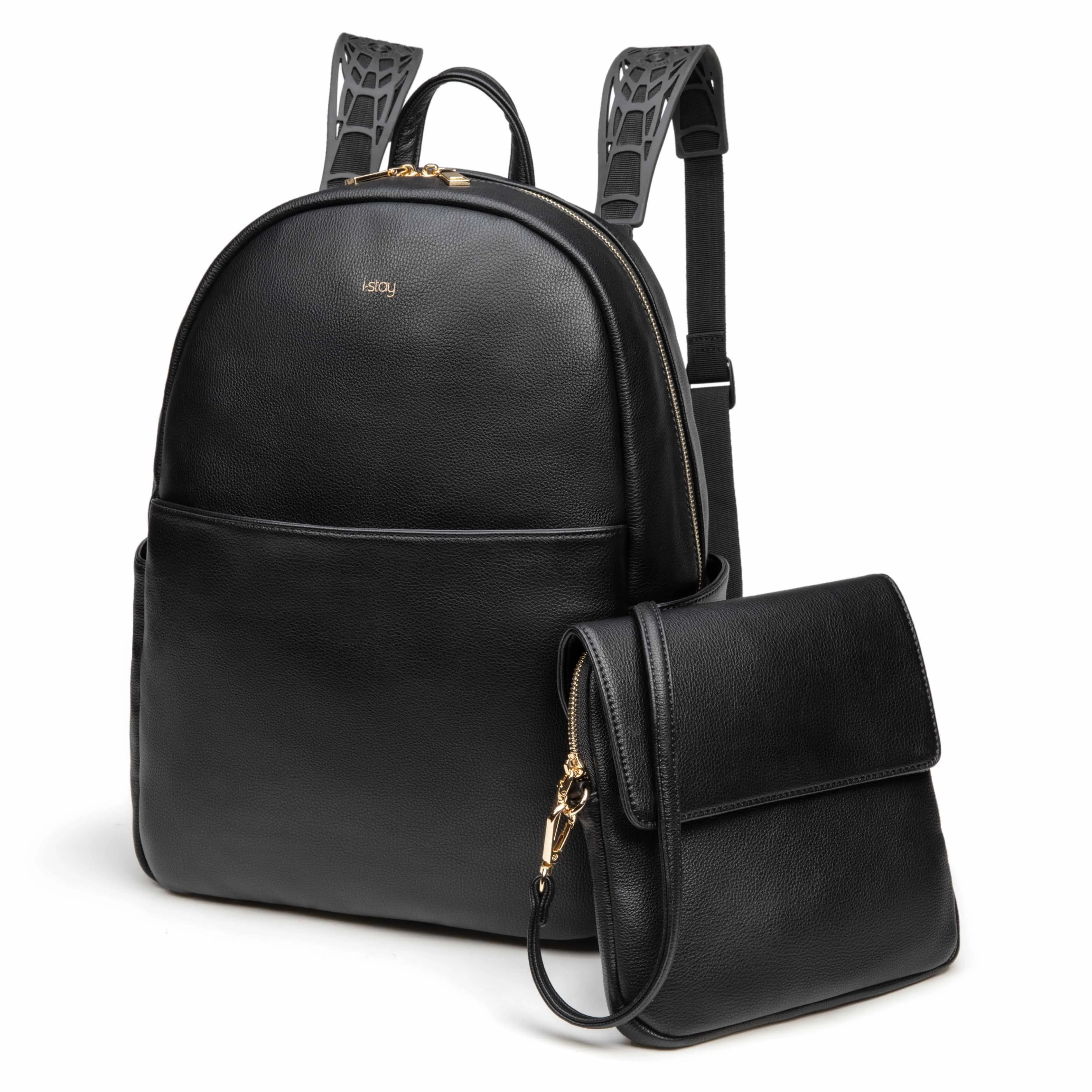 i-stay 13.3" Womens Laptop - Tablet Backpack with Clutch Bag - Black