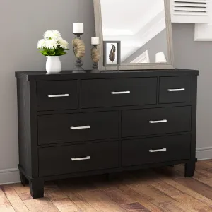IDEALHOUSE Dresser for Bedroom with 7 Drawers, Modern Chest of Drawers Closet with Metal Handle, Wooden Dresser Organizer, for Bedroom, Living Room, Black