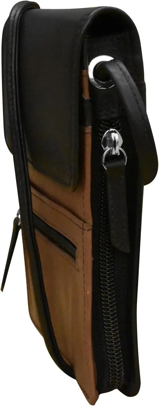 ili New York 6827 Genuine Leather Crossbody Organizer with RFID Blocking Lining