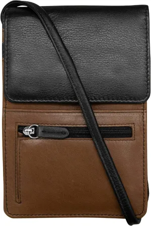 ili New York 6827 Genuine Leather Crossbody Organizer with RFID Blocking Lining