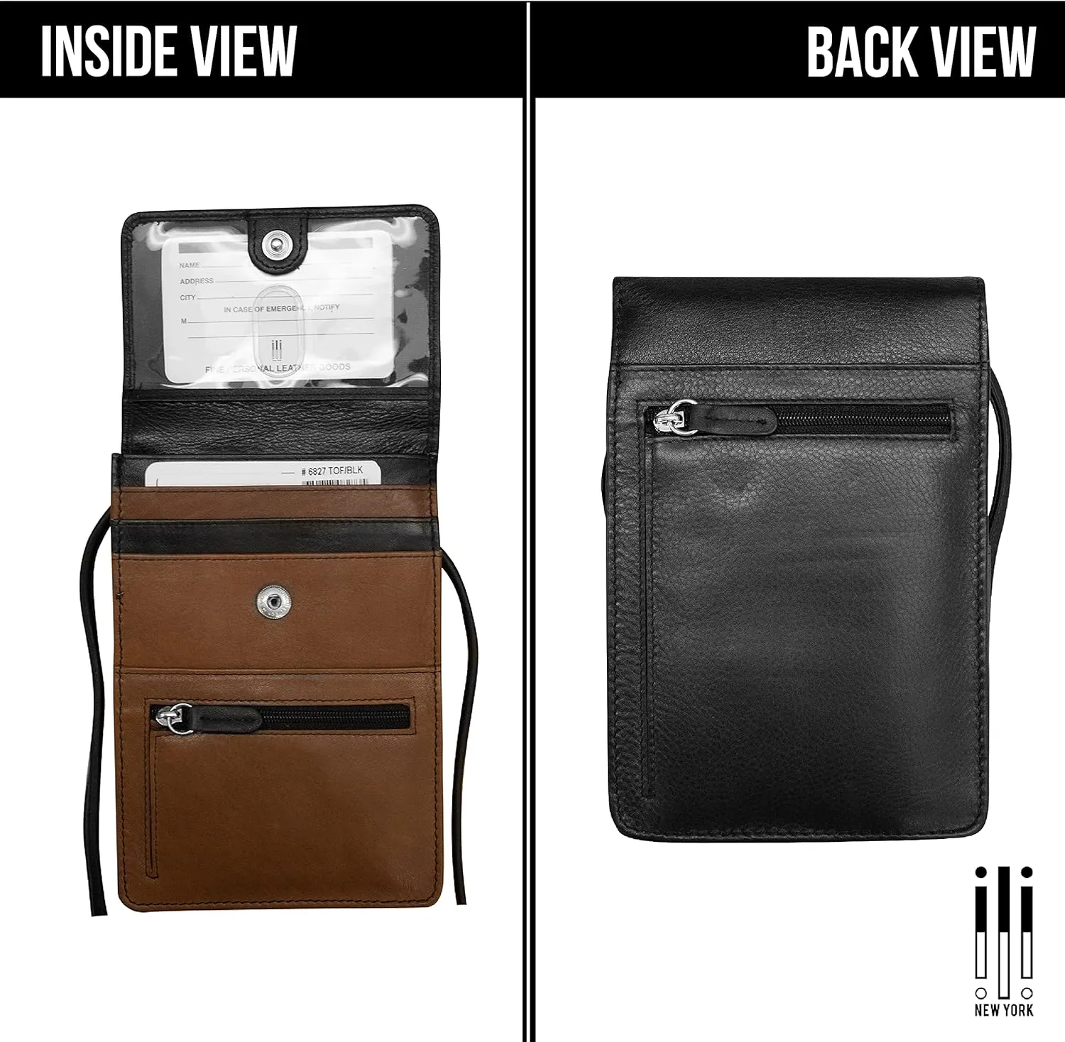 ili New York 6827 Genuine Leather Crossbody Organizer with RFID Blocking Lining