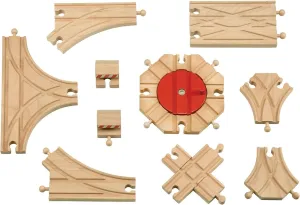 inc. Expansion Wooden Train Tracks Switch with Railway Crossing Track, Genuine Hardwood Tracks Compatible with Thomas & Friends, Brio Train Accessories, Melissa and Doug, 11 Piece