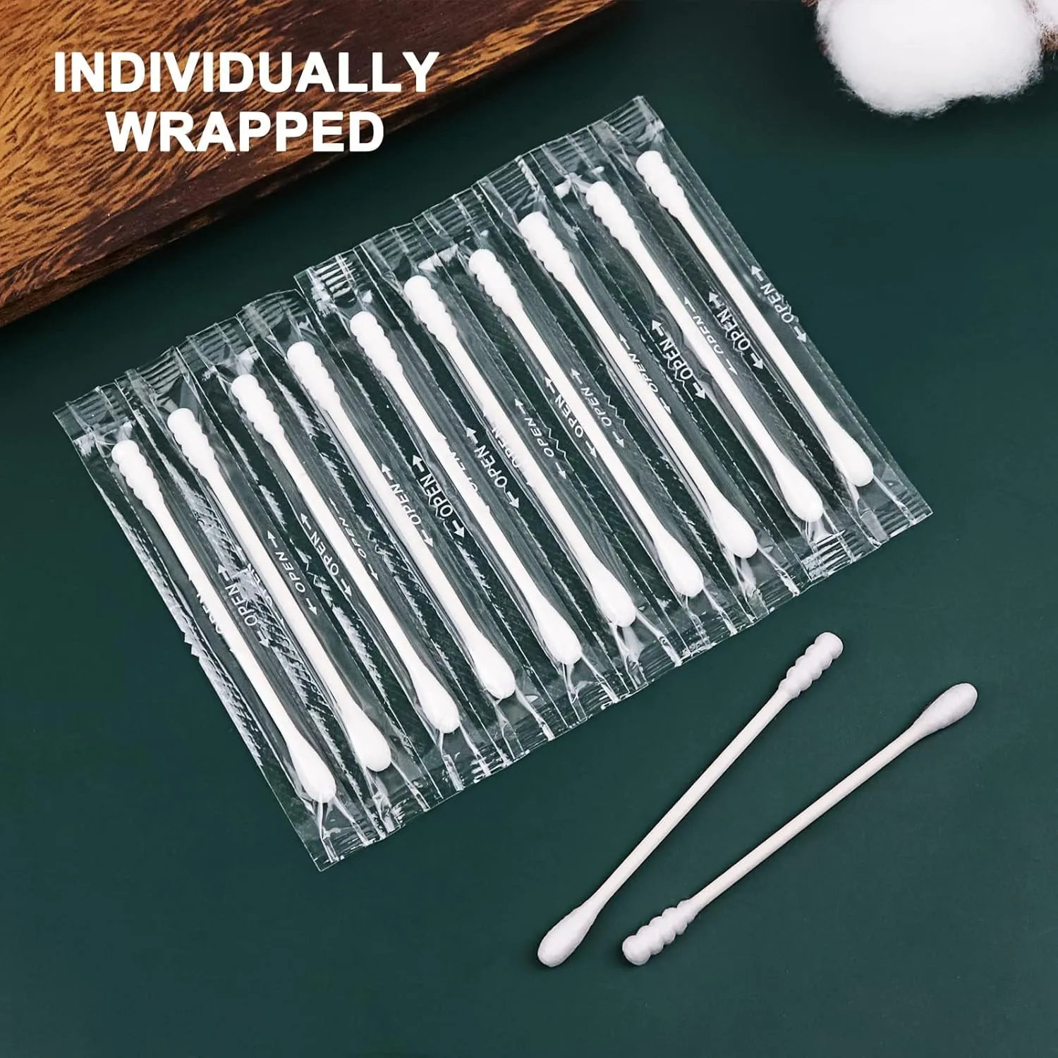 Individually Wrapped Cotton Swabs, Cotton Stick, Travel Individually Wrapped Double Tipped Cotton Swabs for Ear,Makeup,Clean (1000 Count（Round-Sprial）)