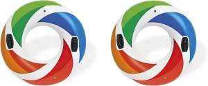 Intex Inflatable Color Whirl Floating Tube Raft w/Handles (Set of 2) 48in 58202EP