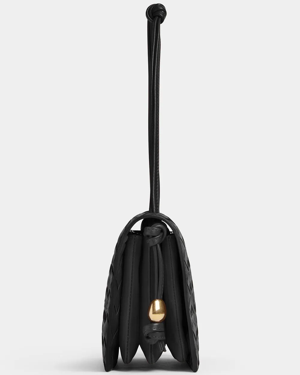 Intrecciato Trio Leather Shoulder Bag in Black