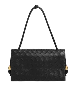 Intrecciato Trio Leather Shoulder Bag in Black