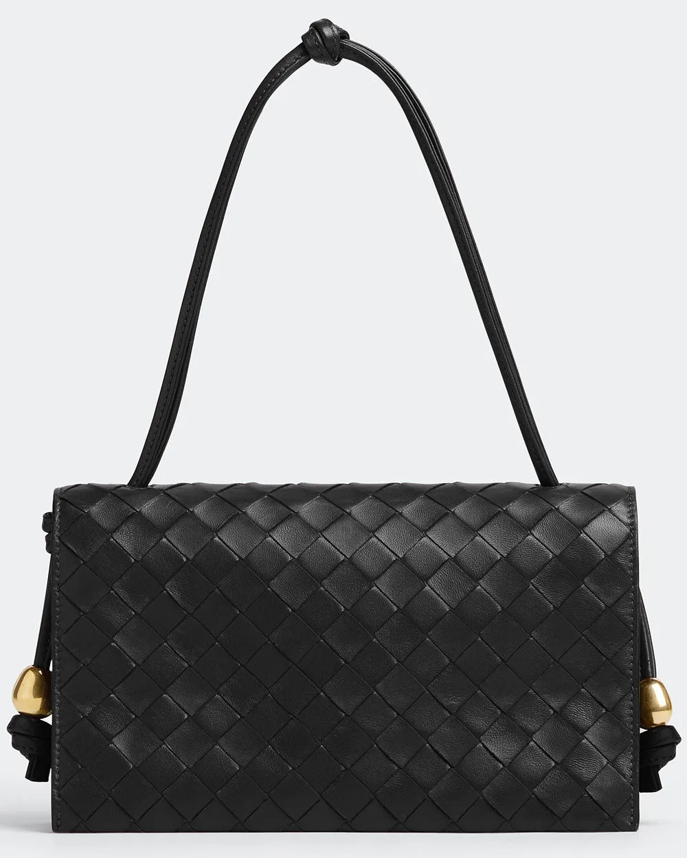 Intrecciato Trio Leather Shoulder Bag in Black