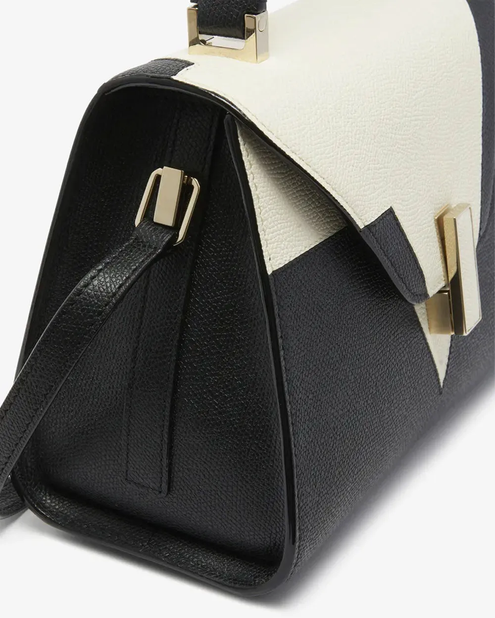 Iside V Intarsia Top Handle Mini Bag in Black/ Pergamena White