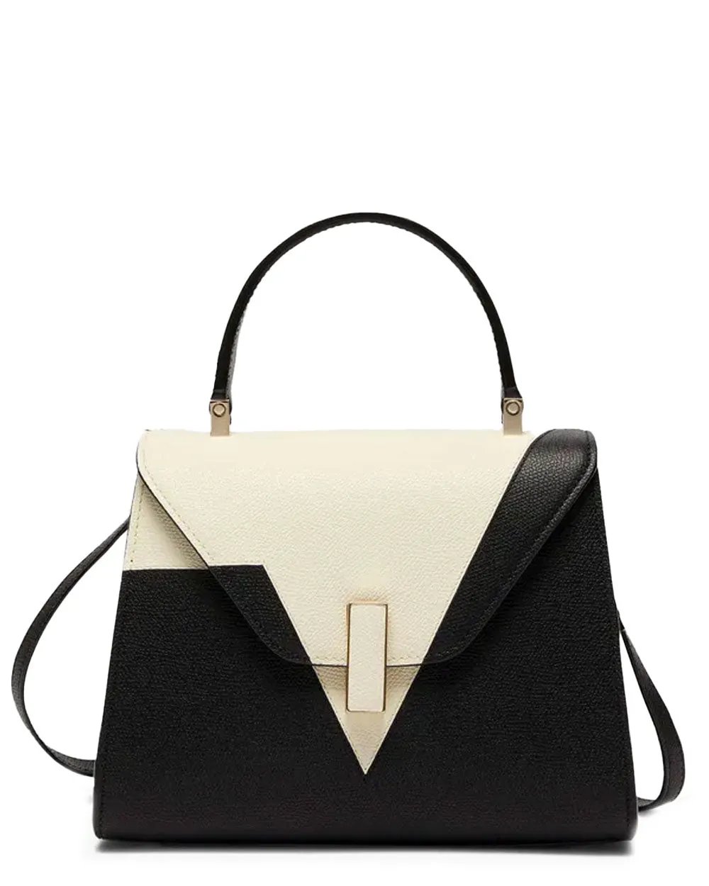 Iside V Intarsia Top Handle Mini Bag in Black/ Pergamena White