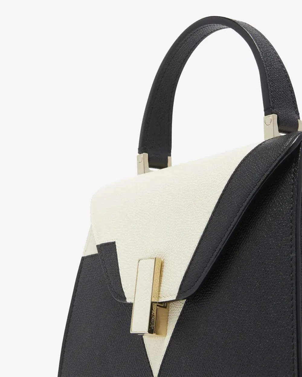 Iside V Intarsia Top Handle Mini Bag in Black/ Pergamena White