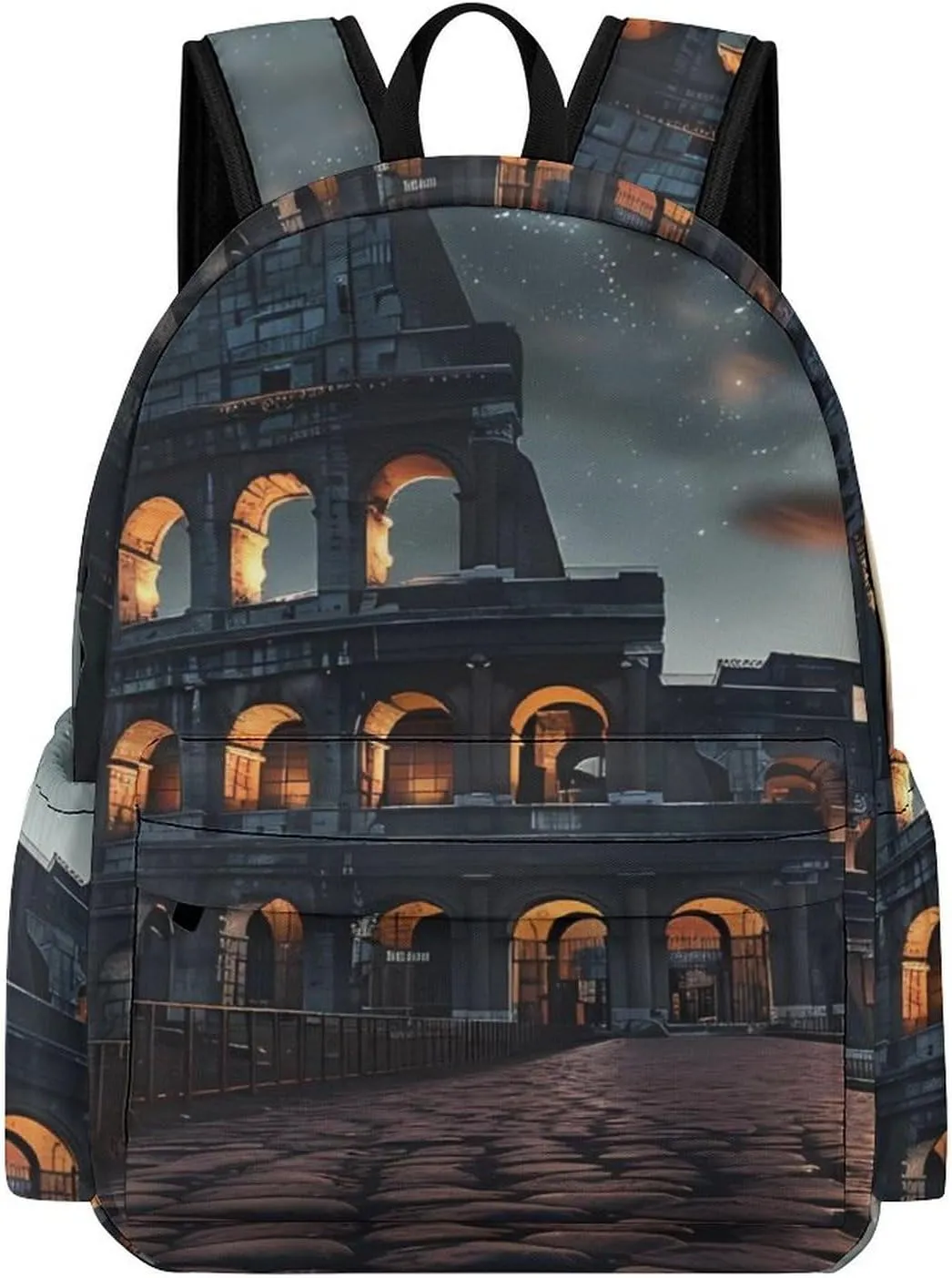 Italy Ancient Roman Landmarks Night Backpack Travel Laptop Backpack Business Bag Casual Shoulder Bag for Women Men