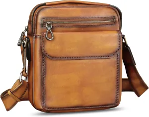 IVTG Genuine Leather Purse and Shoulder Bag for Men Fashion Leather Messenger Bag Handbag Crossbody Satchel Purses Strap