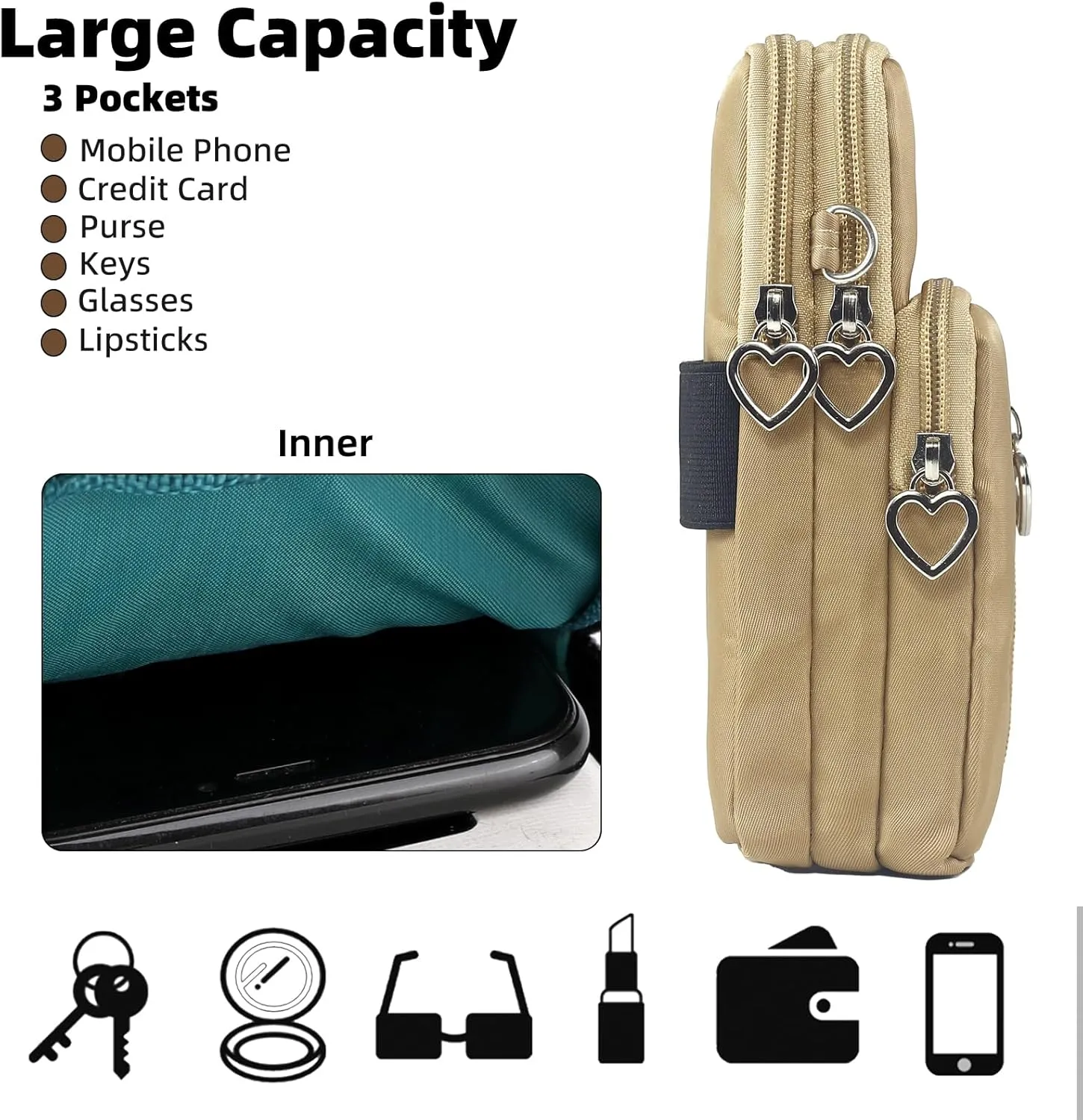 JANKS Small Crossbody Bag for Women - Mini Phone Purses with Crossbody Strap and Wallet - Nylon Arm Bag