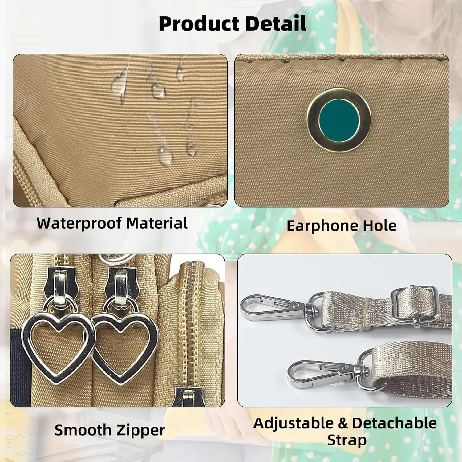 JANKS Small Crossbody Bag for Women - Mini Phone Purses with Crossbody Strap and Wallet - Nylon Arm Bag