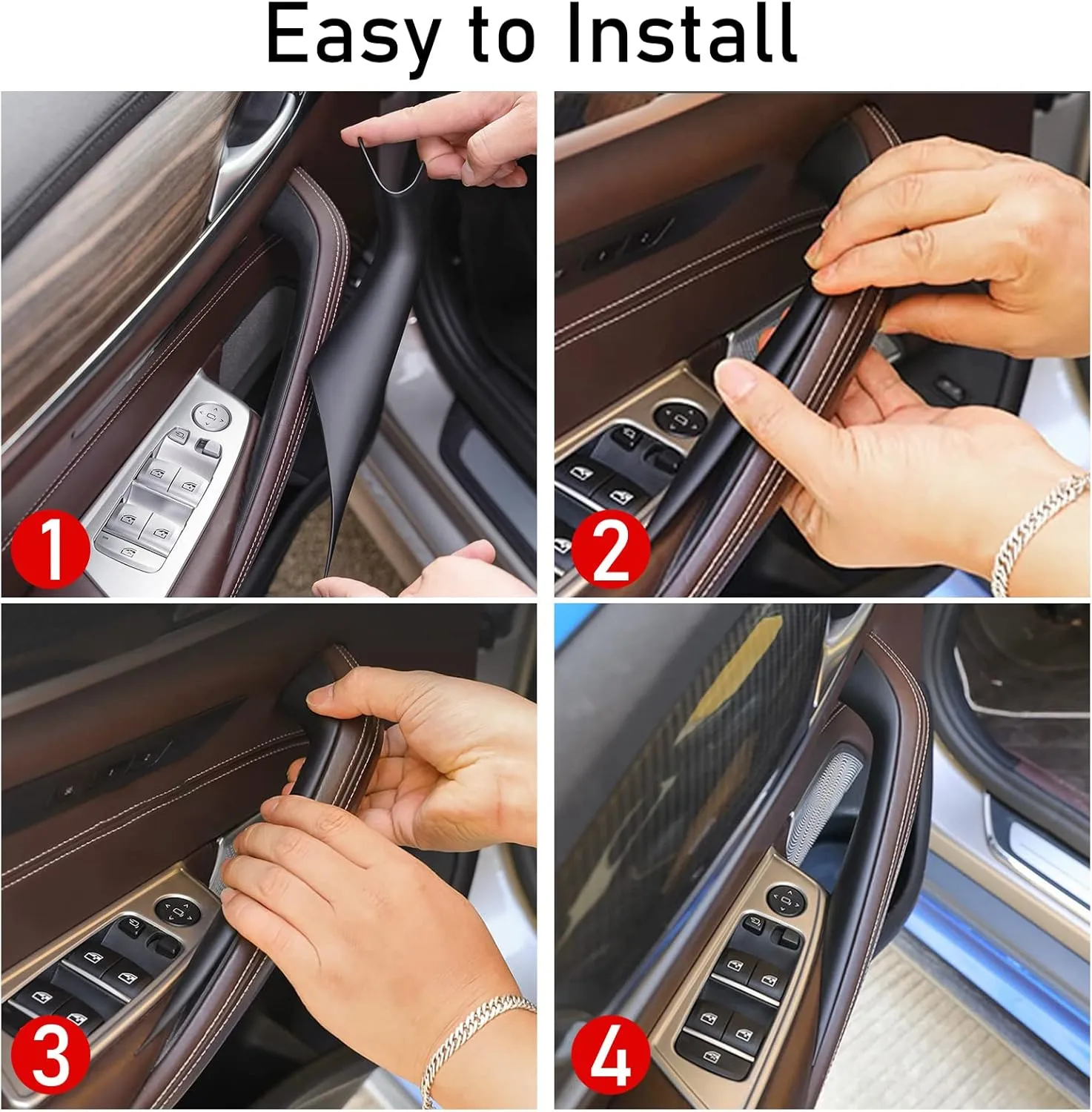 Jaronx Compatible with BMW 5 Series G30 G31 Door Handle Covers 2017-2022, 2PCS Interior Door Pull Handle Covers Compatible with BMW G30/G31/F90 M5 518d,520d,520i,525d,530d,530e,530i,540dX,540i,M550dX