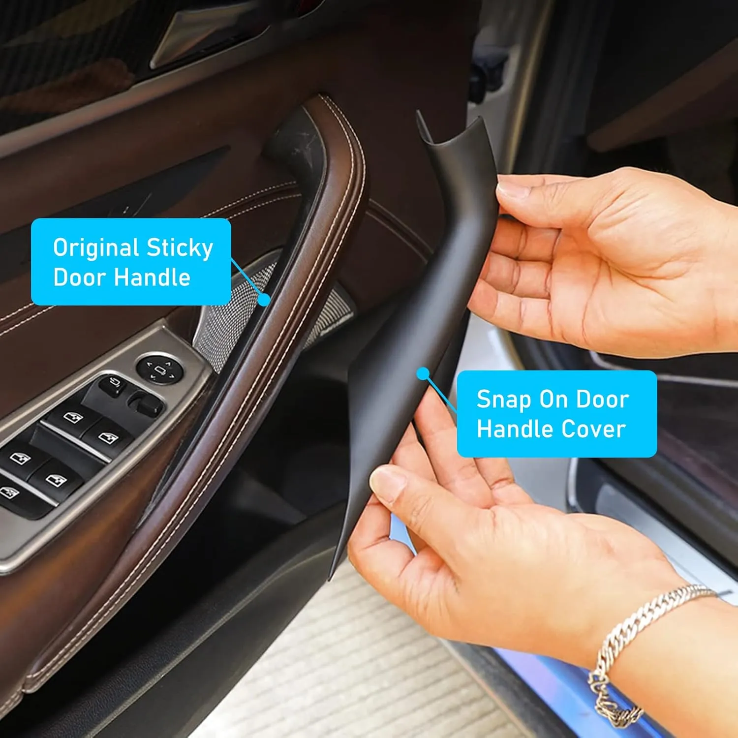 Jaronx Compatible with BMW 5 Series G30 G31 Door Handle Covers 2017-2022, 2PCS Interior Door Pull Handle Covers Compatible with BMW G30/G31/F90 M5 518d,520d,520i,525d,530d,530e,530i,540dX,540i,M550dX