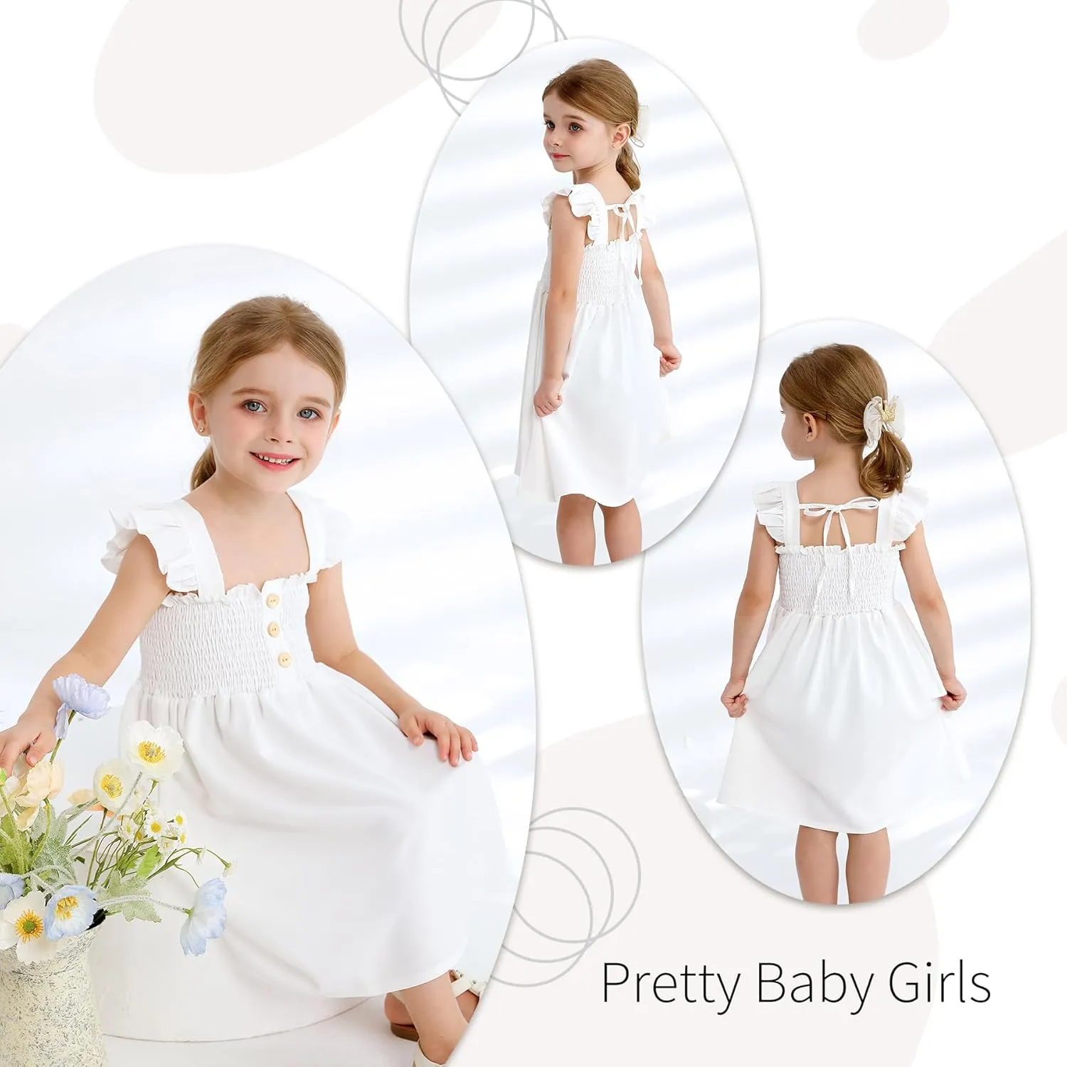 JEELLIGULAR Toddler Dress Ruffle Sleeveless Button Down Dress for Toddler Girl Dress Summer Beach Casual A-line Sundress