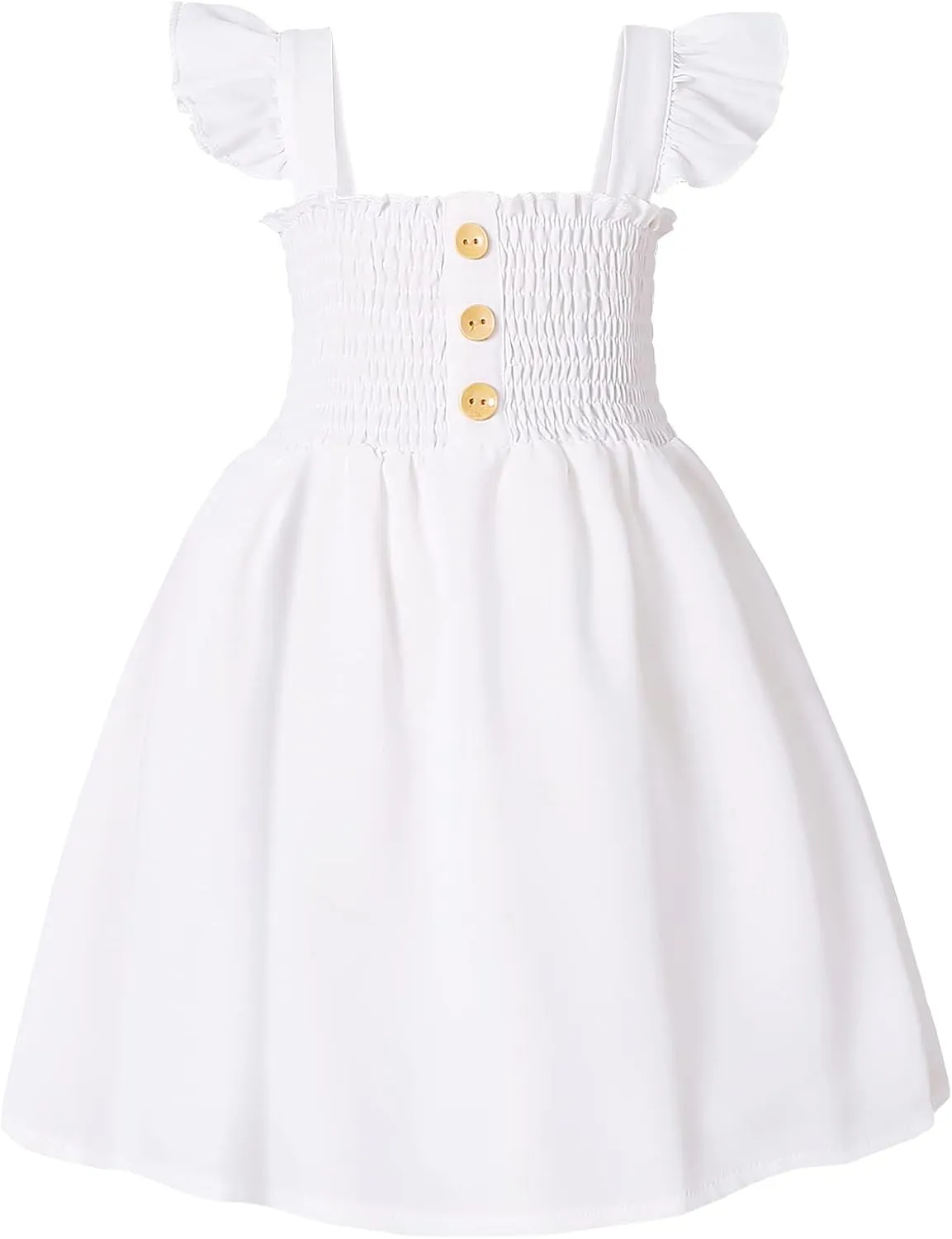 JEELLIGULAR Toddler Dress Ruffle Sleeveless Button Down Dress for Toddler Girl Dress Summer Beach Casual A-line Sundress
