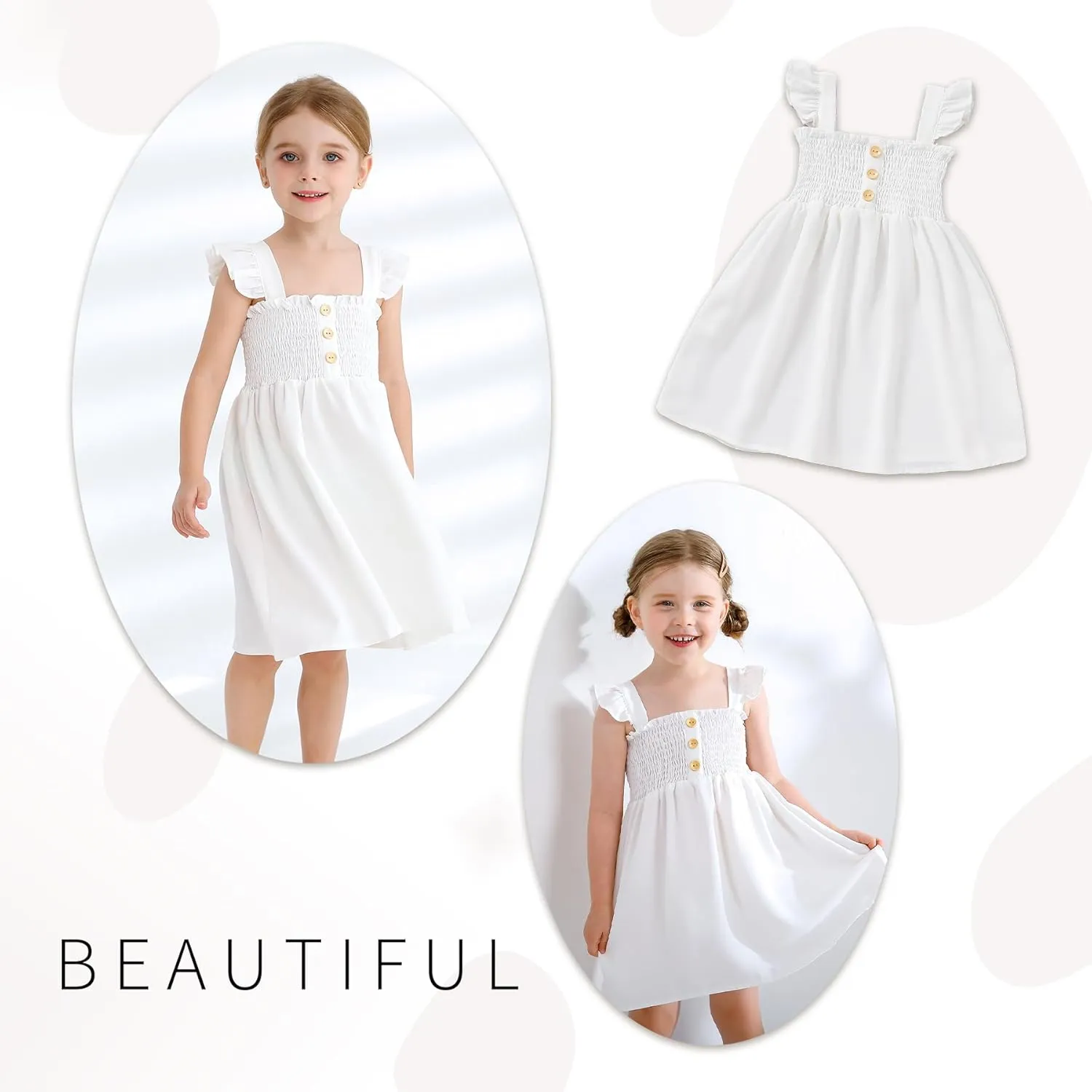 JEELLIGULAR Toddler Dress Ruffle Sleeveless Button Down Dress for Toddler Girl Dress Summer Beach Casual A-line Sundress
