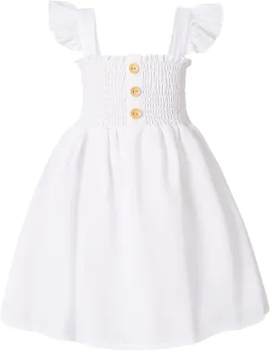 JEELLIGULAR Toddler Dress Ruffle Sleeveless Button Down Dress for Toddler Girl Dress Summer Beach Casual A-line Sundress