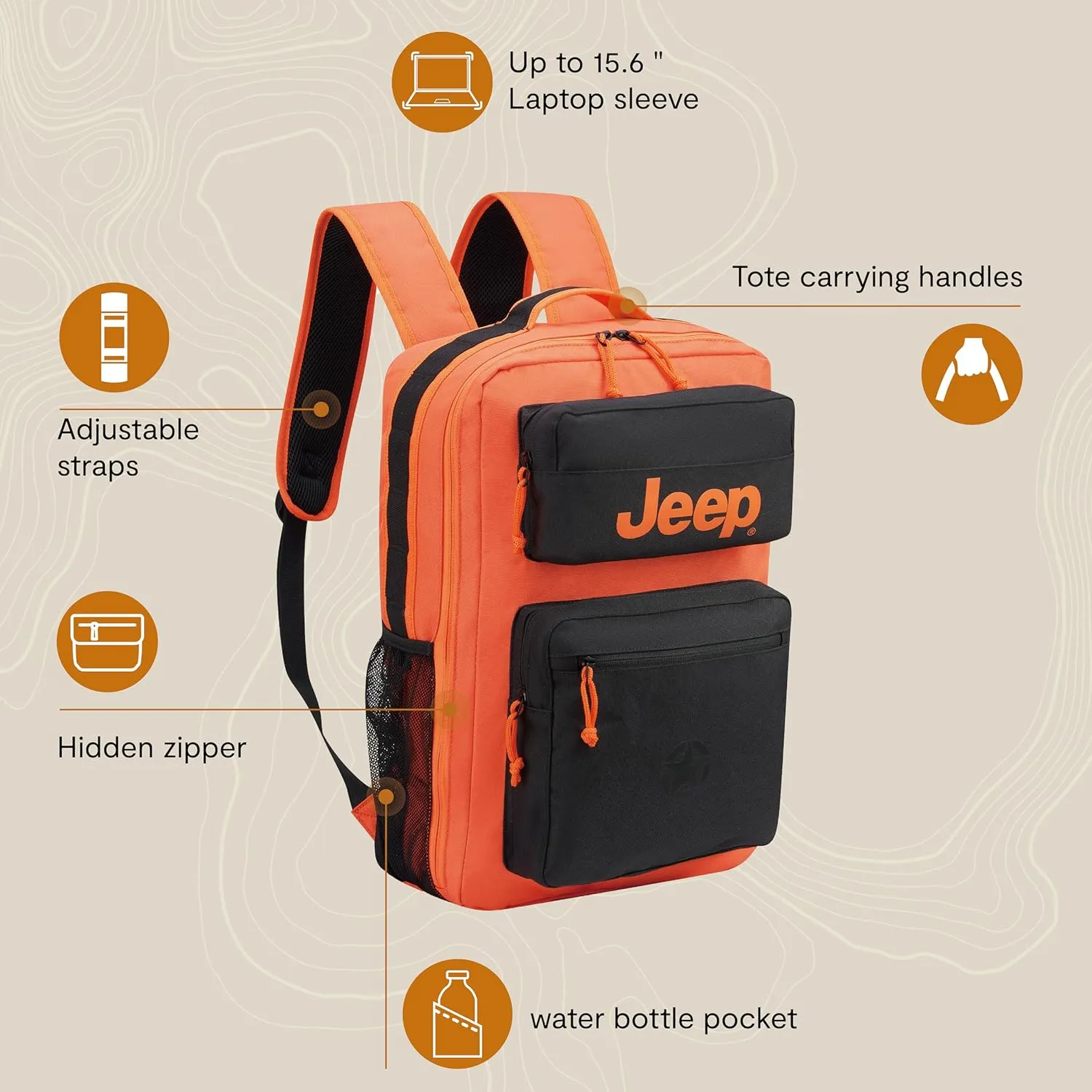 Jeep JS015B Travel Backpack, Blue, 15.6" Laptop