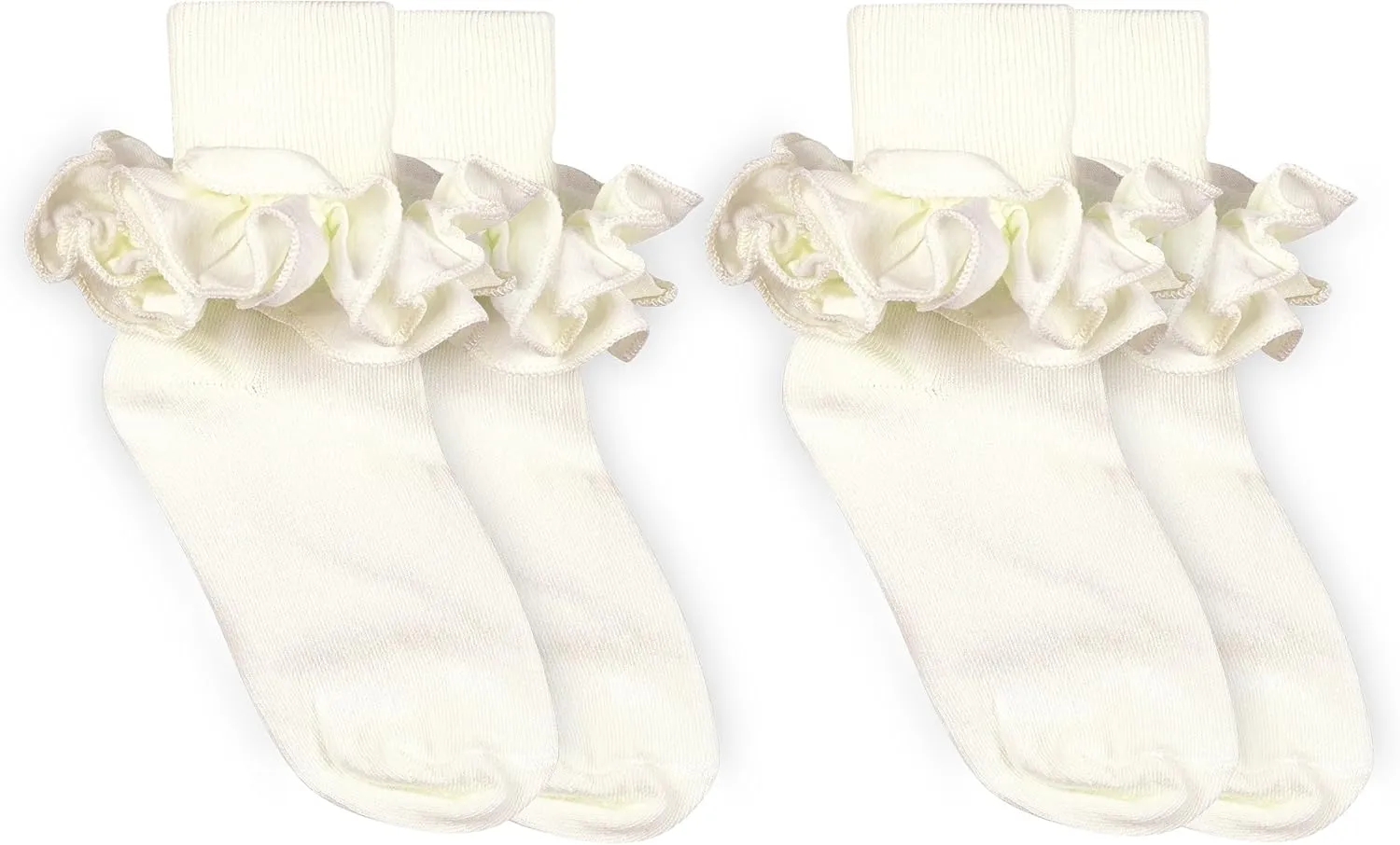 Jefferies Socks Girls Misty Ruffle Lace Dress Turn Cuff Socks 2 Pair Pack
