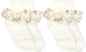 Jefferies Socks Girls Misty Ruffle Lace Dress Turn Cuff Socks 2 Pair Pack