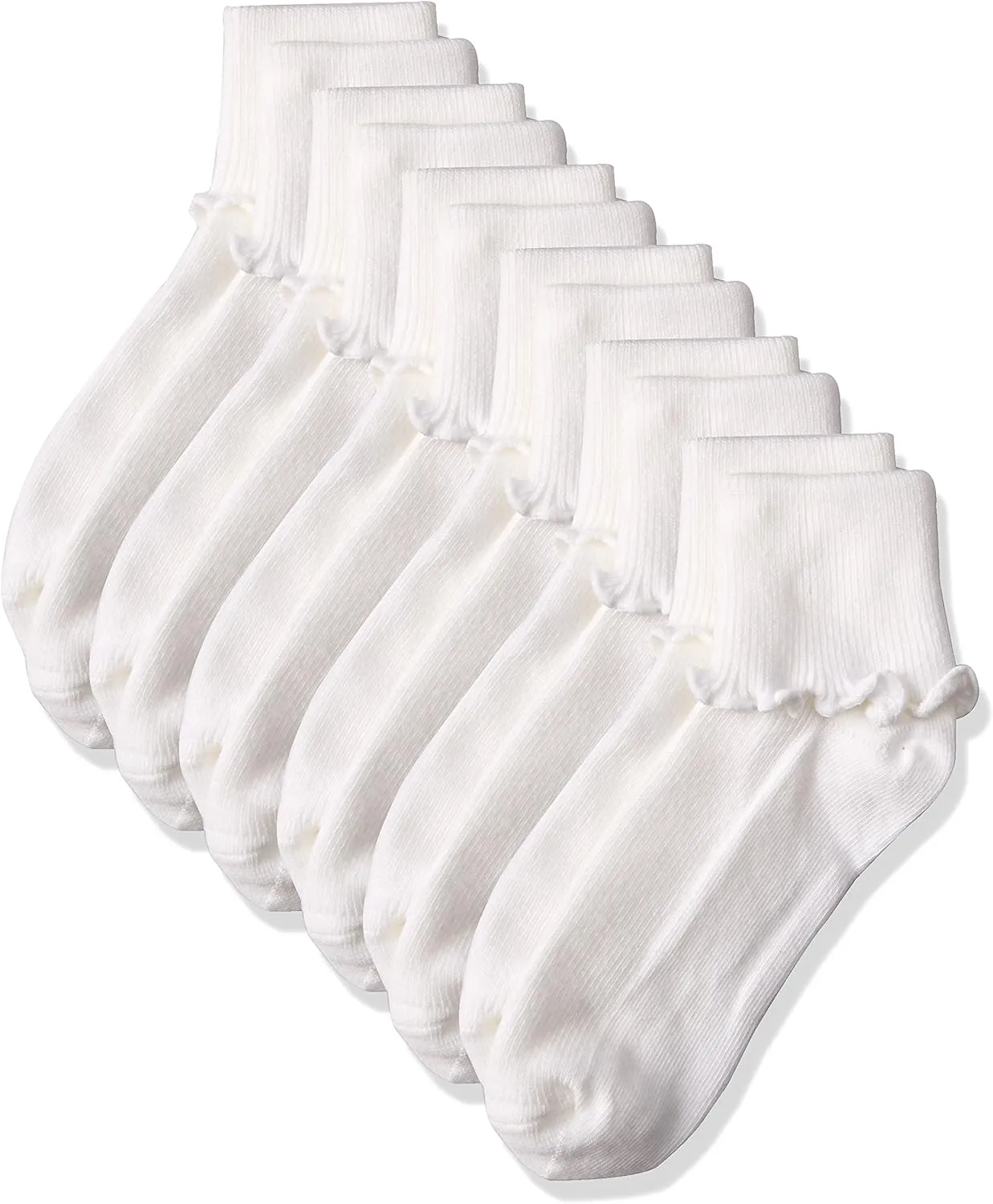 Jefferies Socks Girls' Ripple Edge Turn Cuff Socks 6 Pair Pack