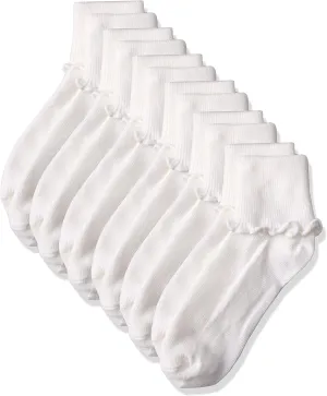 Jefferies Socks Girls' Ripple Edge Turn Cuff Socks 6 Pair Pack