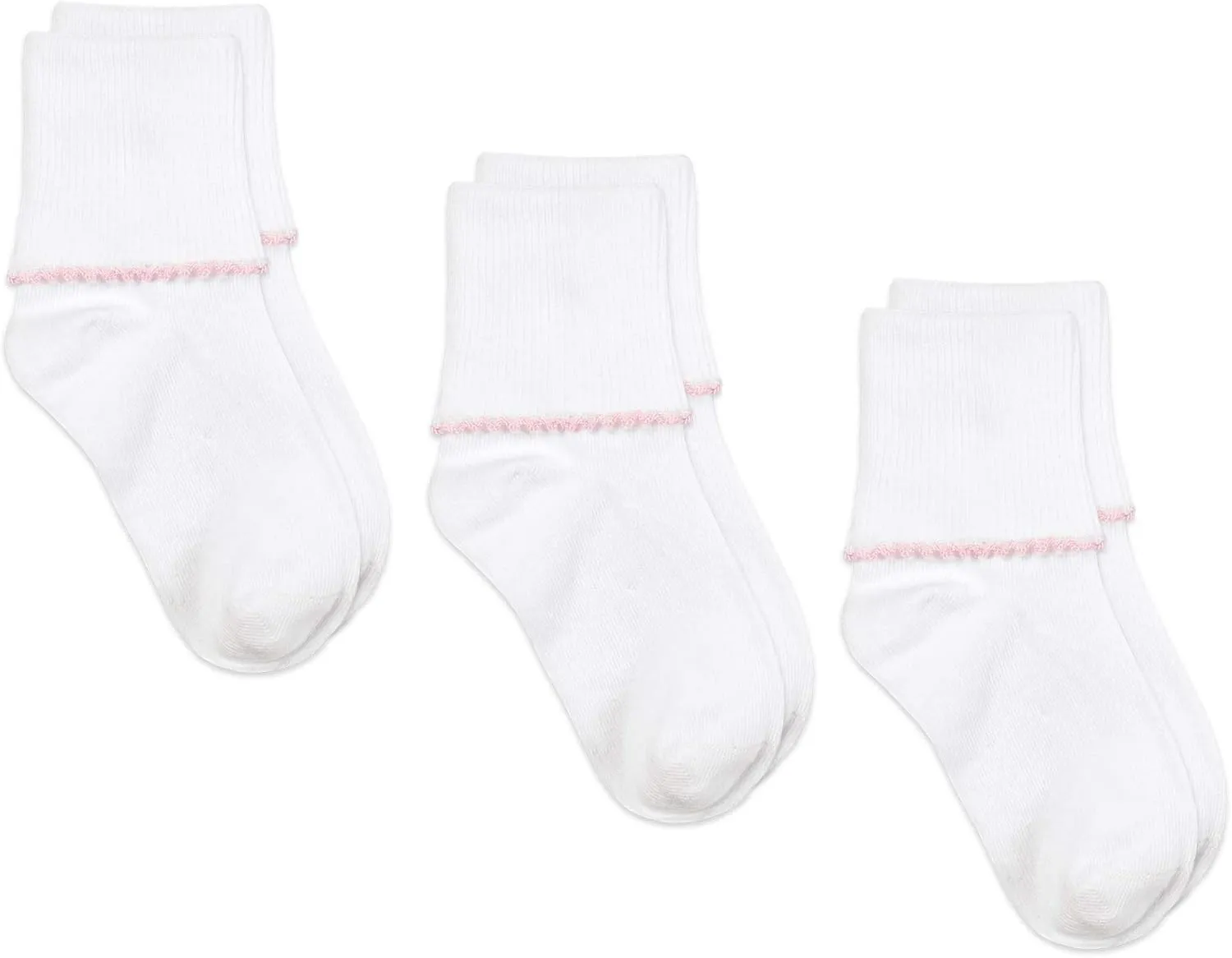 Jefferies Socks Girls Seamless Tatted Edge Lace Cotton Dress Turn Cuff Socks 3 Pair Pack