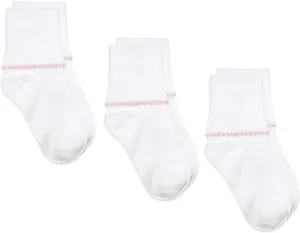 Jefferies Socks Girls Seamless Tatted Edge Lace Cotton Dress Turn Cuff Socks 3 Pair Pack