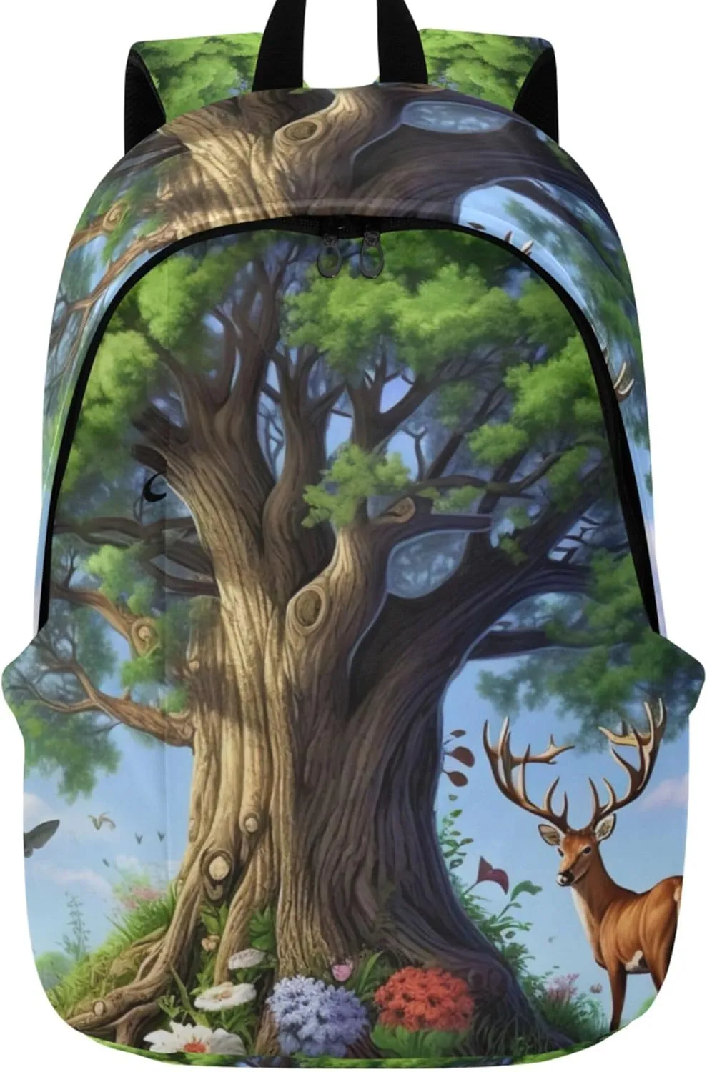 Joisal Casual Womens Backpack Cute Daypack Green Oak Tree Animals Lightweight College Bookbag for Teen