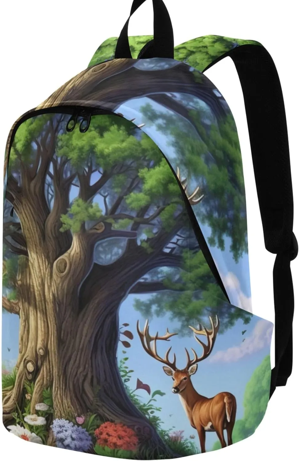 Joisal Casual Womens Backpack Cute Daypack Green Oak Tree Animals Lightweight College Bookbag for Teen