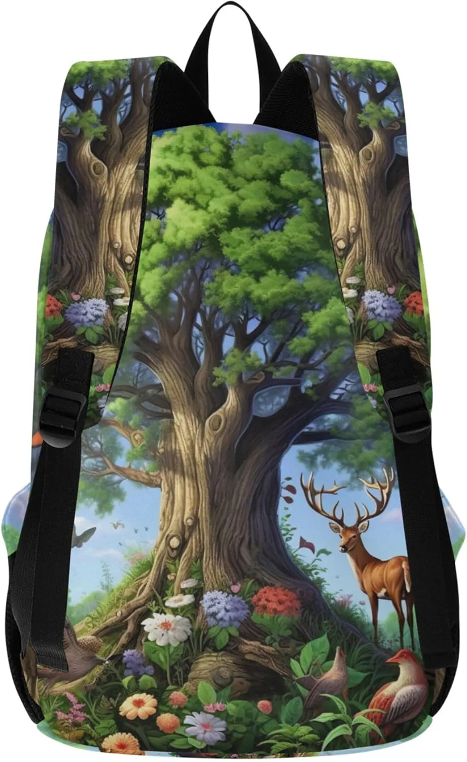 Joisal Casual Womens Backpack Cute Daypack Green Oak Tree Animals Lightweight College Bookbag for Teen