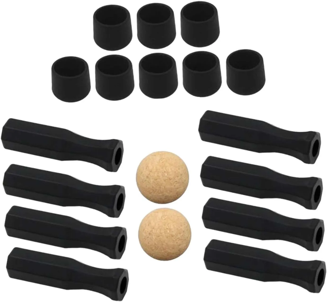 jojomis Foosball Table Handles Replacement Black Easy to Install Mini Table Football Game Accessories with 2 Balls End Caps