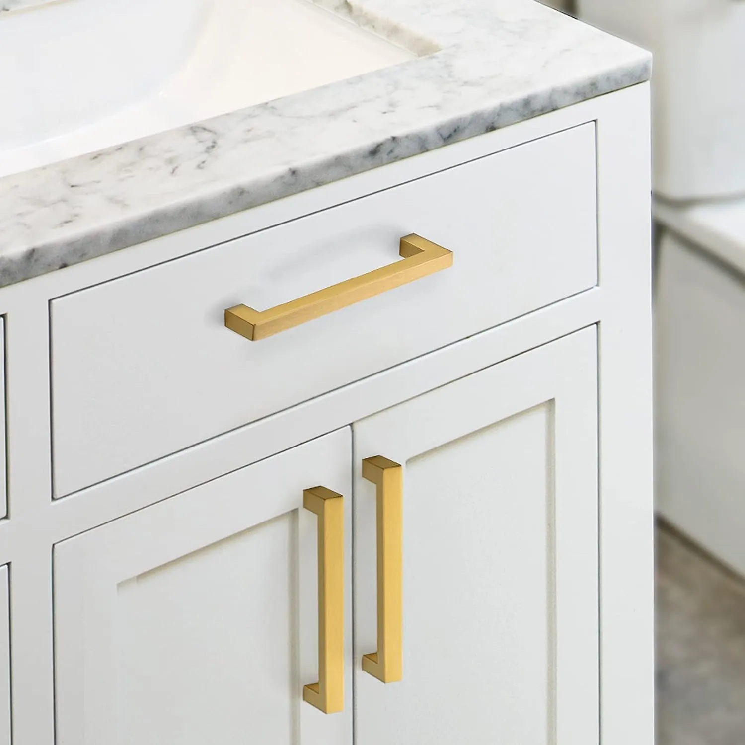 JOY DECOR 10 Pack Kitchen Cabinet Pulls with 5 Inch Hole Center, Brushed Brass Stainless Steel Cabinet Handles, Kitchen Drawer Pulls Hardware