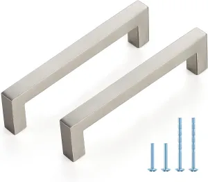 JOY DECOR 10 Pack Kitchen Cabinet Pulls with 5 Inch Hole Center, Brushed Nickel Stainless Steel Cabinet Handles, Kitchen Drawer Pulls Hardware