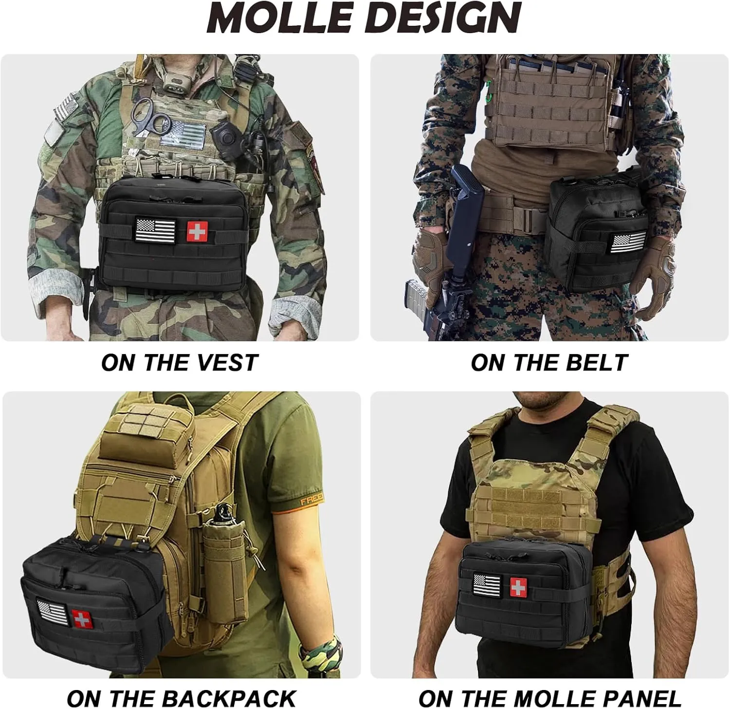 Jueachy Tactical Molle Pouch Large Admin Bag Utility Tool Pouches Molle Attachment EDC Pouches Expandable Molle Accessories Organizer Medical Pocket U.S.A Patch Included