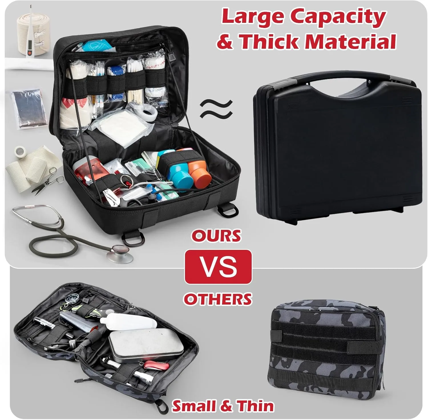 Jueachy Tactical Molle Pouch Large Admin Bag Utility Tool Pouches Molle Attachment EDC Pouches Expandable Molle Accessories Organizer Medical Pocket U.S.A Patch Included