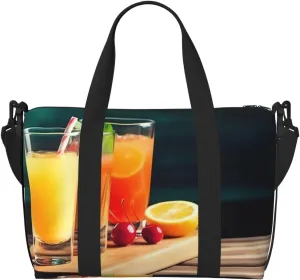 Juice on the wooden board printed Tote Crossbody Travel Bag Sports Tote Gym Bag Tote Luggage