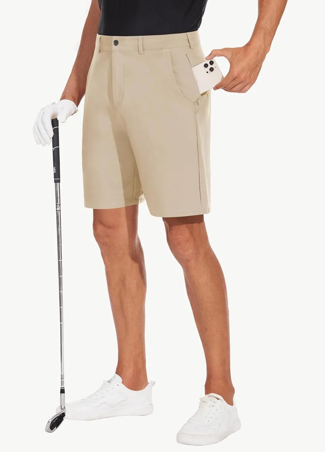 JWM Mens 7"/9" Stretch Golf Shorts - Lightweight Hybrid Casual Dress Work Flat Front Shorts with 5 Pockets Quick Dry UPF50