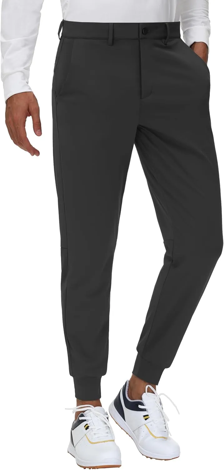 JWM Men's Stretch Golf Joggers Pants with Belt Loops - 29" 34" Slim Fit Tapered Casual Business Travel Dress Work Sweatpants