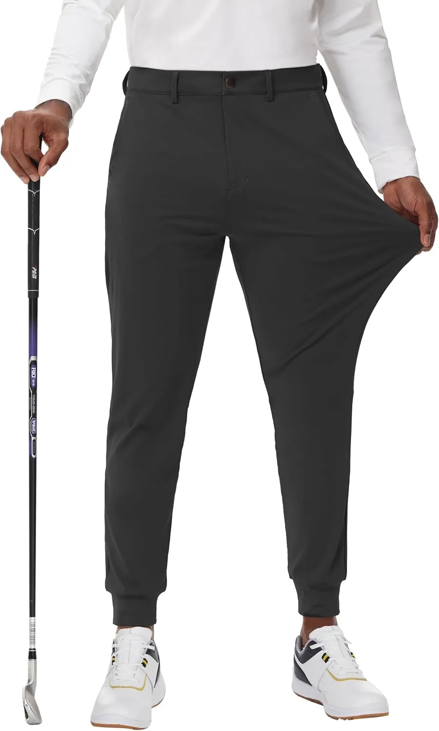 JWM Men's Stretch Golf Joggers Pants with Belt Loops - 29" 34" Slim Fit Tapered Casual Business Travel Dress Work Sweatpants